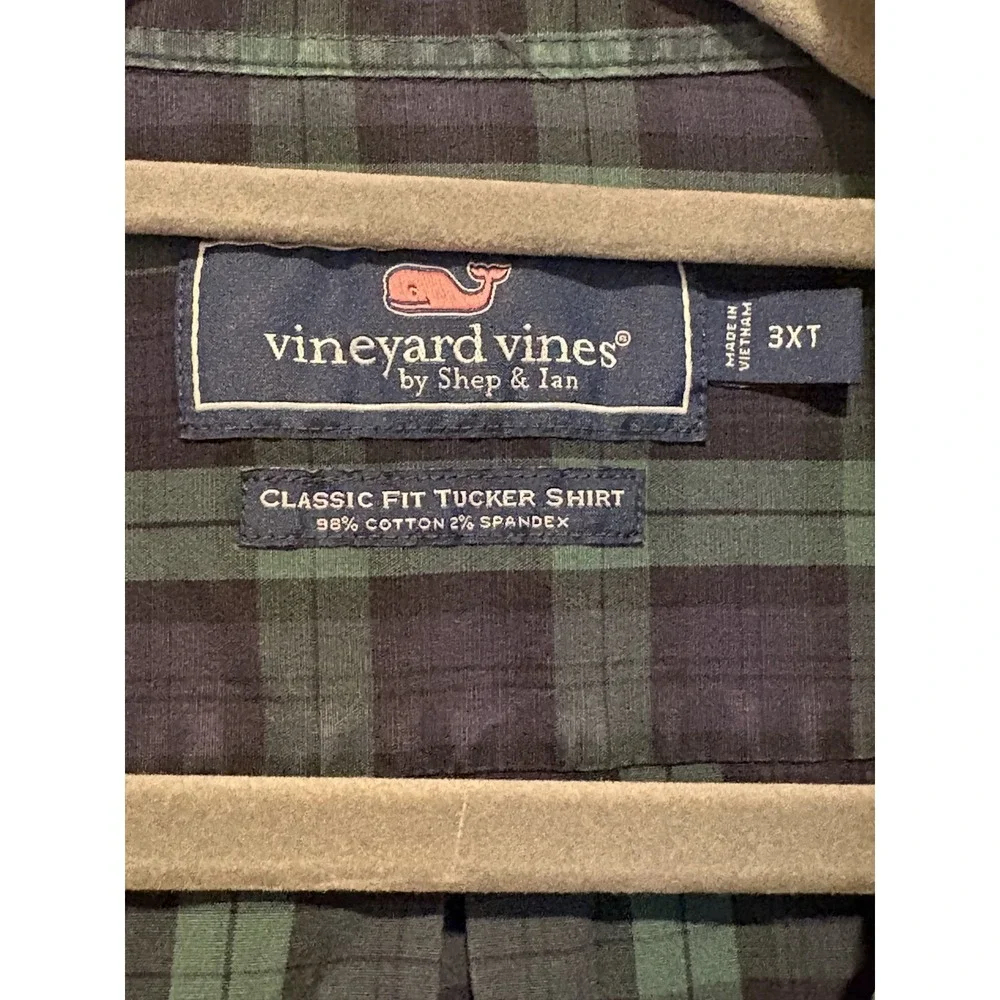 Vineyard Vines Plaid Flannel Button Down Shirt Long Sleeve Size 3XT Blue/Green